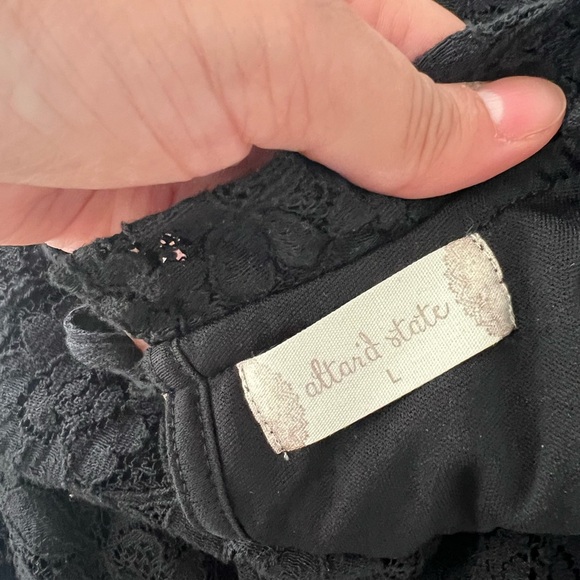 ALTAR D'STATE Mini Sleeveless Lace Ruffled Black Dress Sz L - Picture 7 of 7